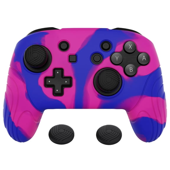 PlayVital Samurai Edition Pro Controller Cover for Nintendo Switch – Anti-Slip Silicone Grip with Thumb Grips