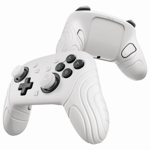 PlayVital Samurai Edition Protective Skin Case for Switch 2 Pro Controller with Back Button Caps & Thumb Grips & Stickers, Shockproof - White