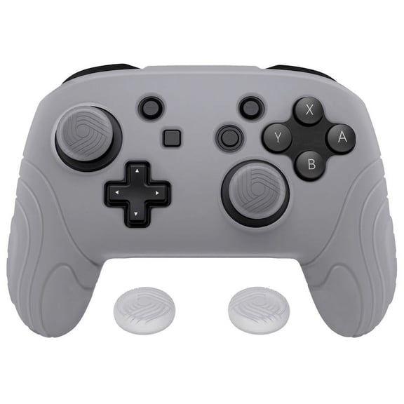 PlayVital Silicone Protective Case, Soft Anti-Slip Controller Protector for Nintendo Switch Pro with Thumb Grips - Clear White