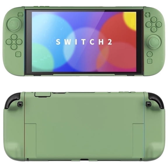 PlayVital Solid Color Case for Nintendo Switch 2 - Dockable Hard Shell Cover w/ Foldable Stand & Thumb Grips(Matcha Green)