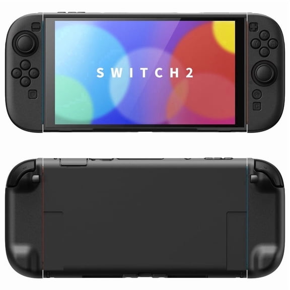 PlayVital Protective Case with Stand & Thumb Grip Caps for Nintendo Switch 2, Shockproof Protective Cover, Black