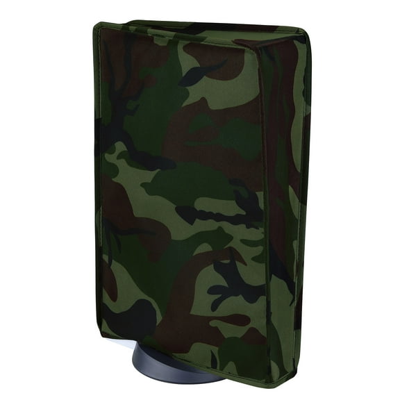 PlayVital Standing Nylon Dust Cover for PS5, Anti Scratch Waterproof Cover Sleeve for PS5 Digital Edition & Disc Edition - Forest Camouflage