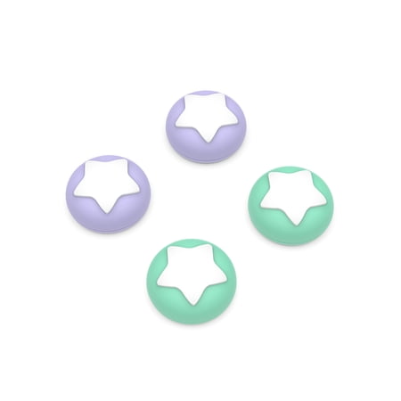 PlayVital Star Design Cute Thumb Grip Caps for ps5/4 Controller, Silicone Analog Stick Caps Cover for Xbox Series X/S, Thumbstick Caps for Switch Pro Controller - Mint Green & Light Violet