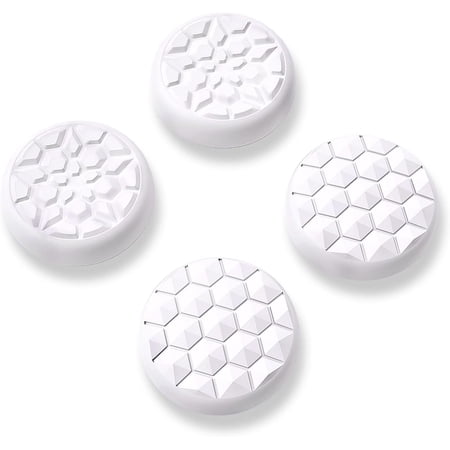PlayVital Thumb Grip Caps for Steam Deck, Silicone Thumbsticks Grips Joystick Caps for Steam Deck - Diamond Grain & Crack Bomb Design White