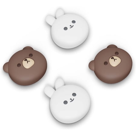 PlayVital Thumb Grip Caps for ps5/4 Controller, Silicone Analog Stick Caps Cover for Xbox Series X/S, Thumbstick Caps for Switch Pro Controller - Chubby Bear & Smiley Bunny