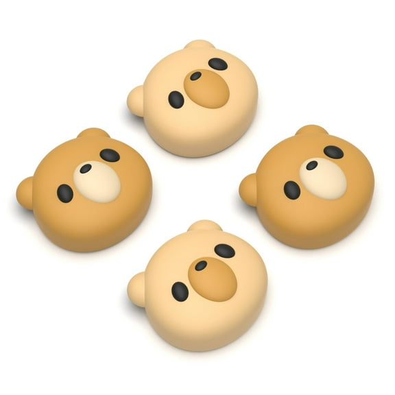 PlayVital Thumb Grips for Nintendo Switch 2 , Kawaii Silicone Joystick Caps for Joycon 2 (4 Pack) - Cozy Bear