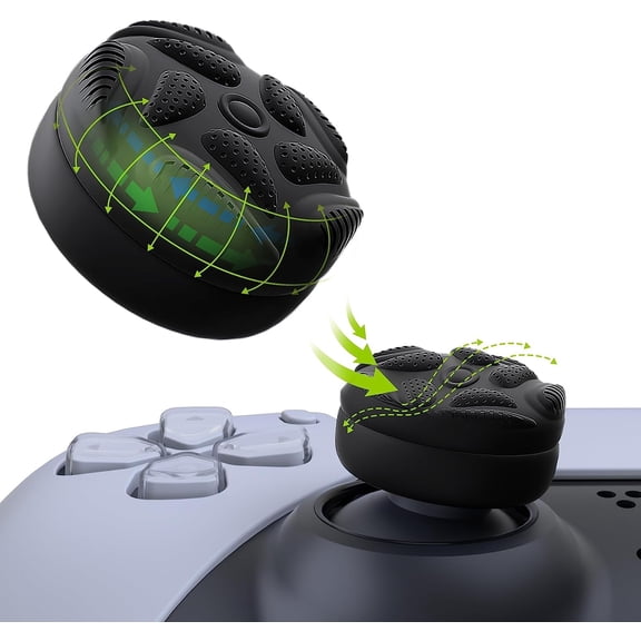 PlayVital Thumbs Cushion Caps Thumb Grips for ps5/4, Thumbstick Grip Cover for Xbox Series X/S, Thumb Grip Caps for Xbox One, Elite Series 2, for Switch Pro Controller - Raindrop Texture Design Black