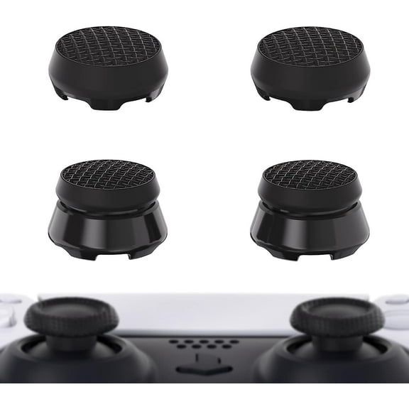 PlayVital Thumbs Pro Armor Thumbstick Extender for ps5 Controller, Joystick Caps Grip for ps5 Controller - 2 High Raise and 2 Mid Raise Dome - Black