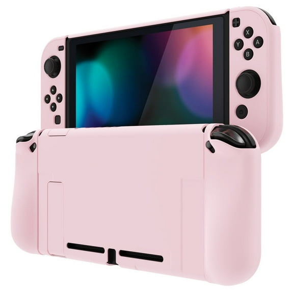 PlayVital Upgraded Dockable Case Grip Cover for Nintendo Switch, Ergonomic Protective Case for Nintendo Switch, Separable Protector Hard Shell for Joycon - Peach Blossom Pink