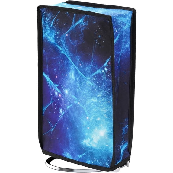 PlayVital Vertical Dust Cover for ps5 Slim Digital Edition(The New Smaller Design), Nylon Dust Proof Protector Waterproof Cover Sleeve for ps5 Slim Console - Blue Nebula