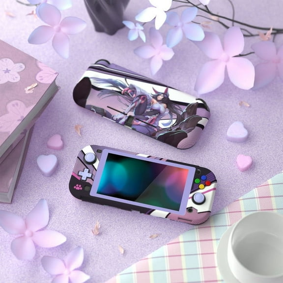 PlayVital ZealProtect Protective Case for Nintendo Switch Lite, Hard Shell Ergonomic Grip Cover for Nintendo Switch Lite w/Screen Protector & Thumb Grip Caps & Button Caps - Neko Mecha