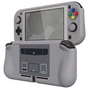 PlayVital ZealProtect Protective Case for Nintendo Switch Lite, Hard Shell Ergonomic Grip Cover for Nintendo Switch Lite w/Screen Protector & Thumb Grip Caps & Button Caps - SFC SNES Classic EU Style