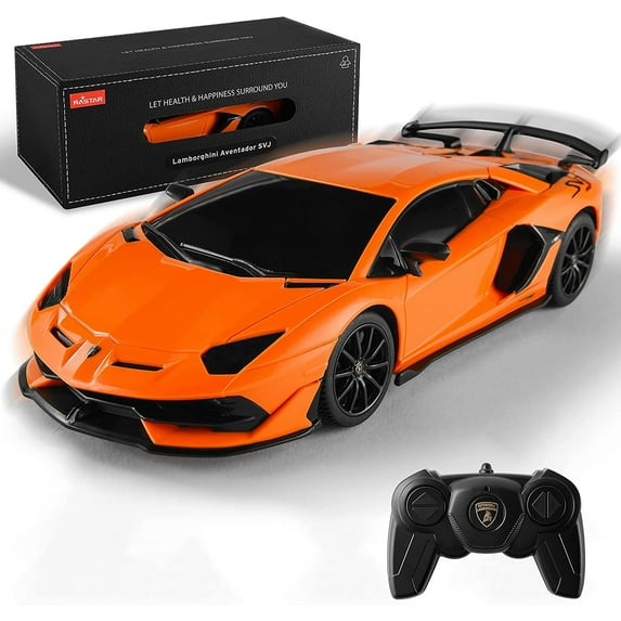 PlayWorld 1:24 Scale Lamborgini Aventador SVJ Electric Sport Racing Hobby Toy Car (Orange)