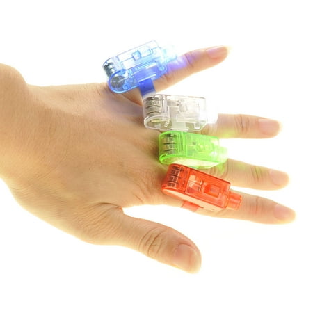 PlayWorld 100 Pcs Laser LED Finger Flashlights (Blue/Red/Green/White)