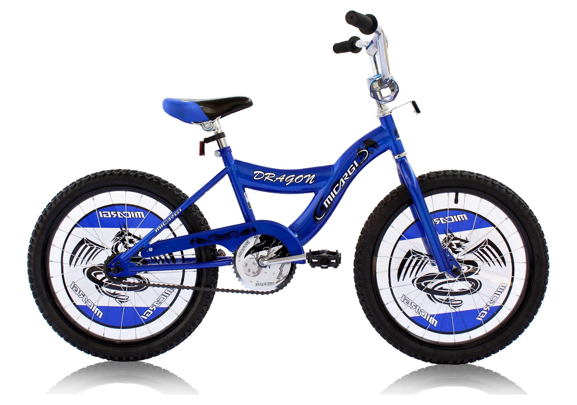 PlayWorld 20 In. BMX S-Type Frame Bicycle Coaster Brake One Piece Crank  Chrome Rims Black Tire Kid's Bike, Blue