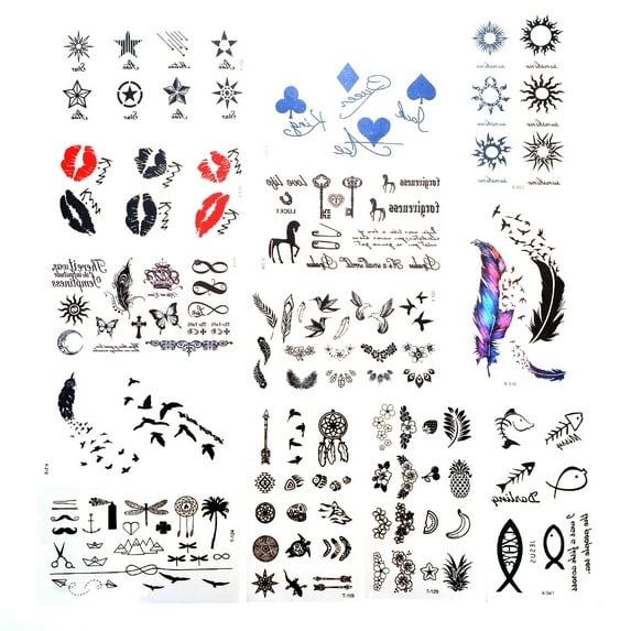 PlayWorld 30 Sheet Temporary Tattoos Neck and Wrist Men Women Kids