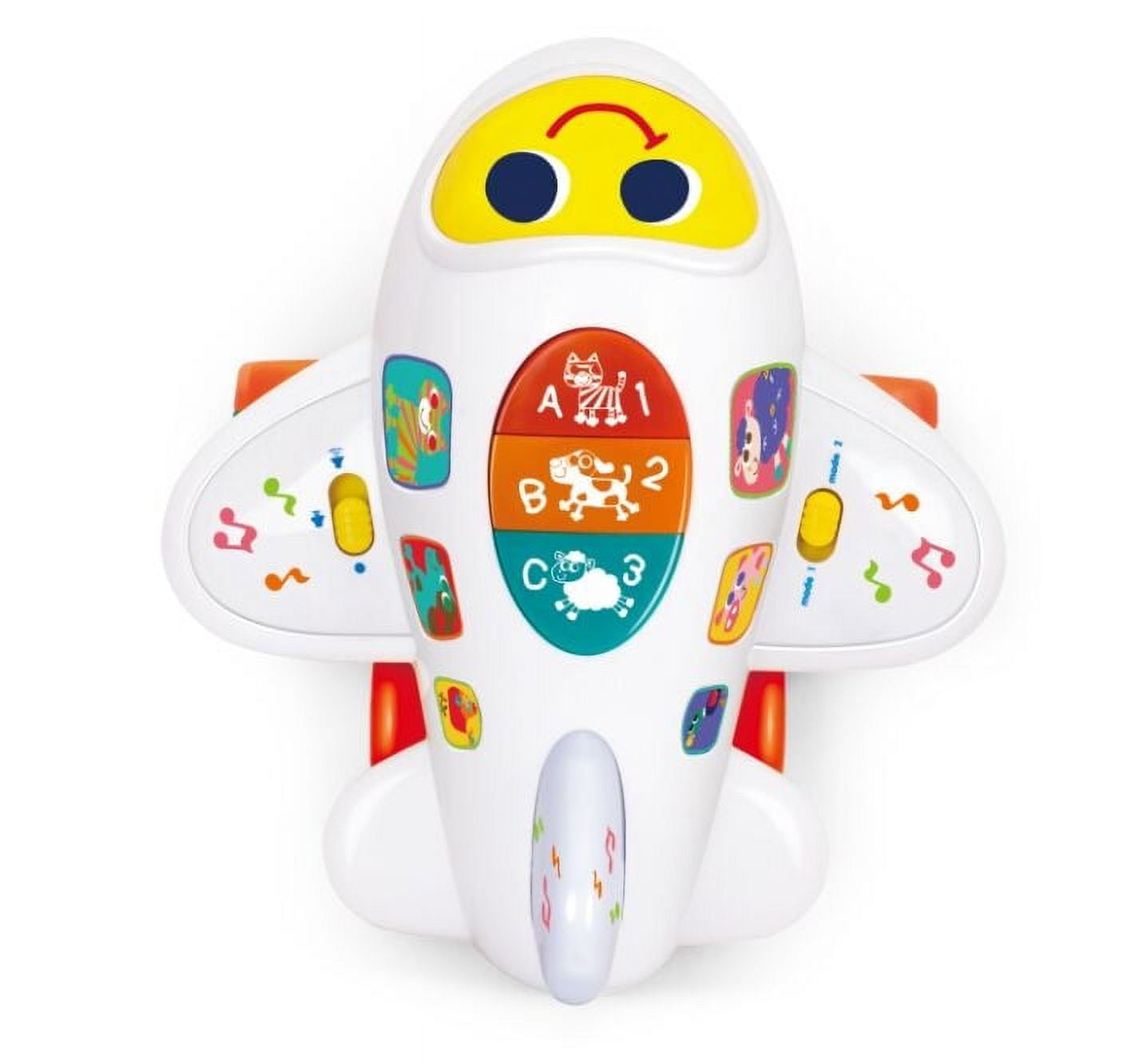 PlayWorld Airplane Learning Bump & Go Toys for Toddler w/Light & Music