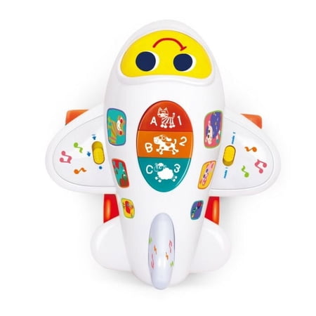 PlayWorld Airplane Learning Bump & Go Toys for Toddler w/Light & Music
