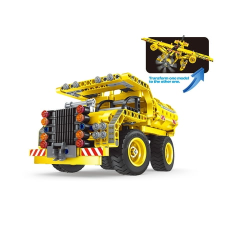 PlayWorld Board No More! Building Blocks Bricks Construction Kit STEM Toy Dump Truck, 361 Pieces