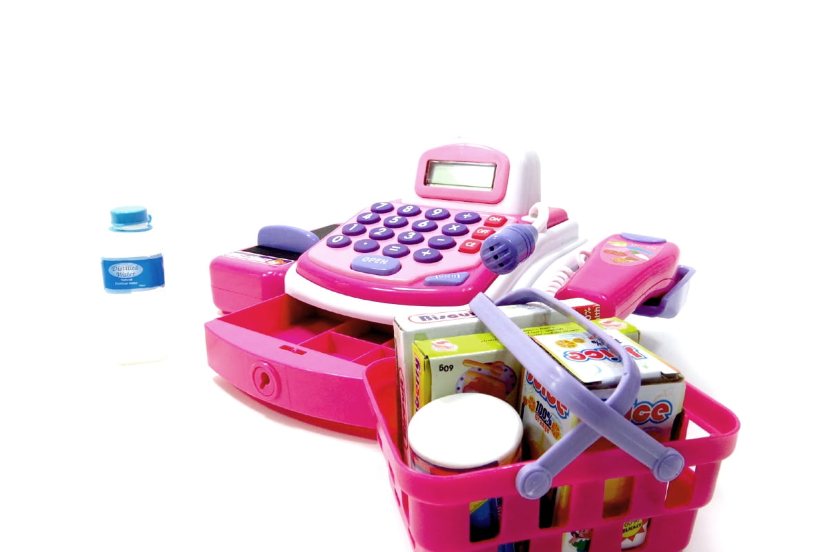 PlayWorld GoGrow! Grocery Pretend Play Electronic Cash Register Toy - Pink