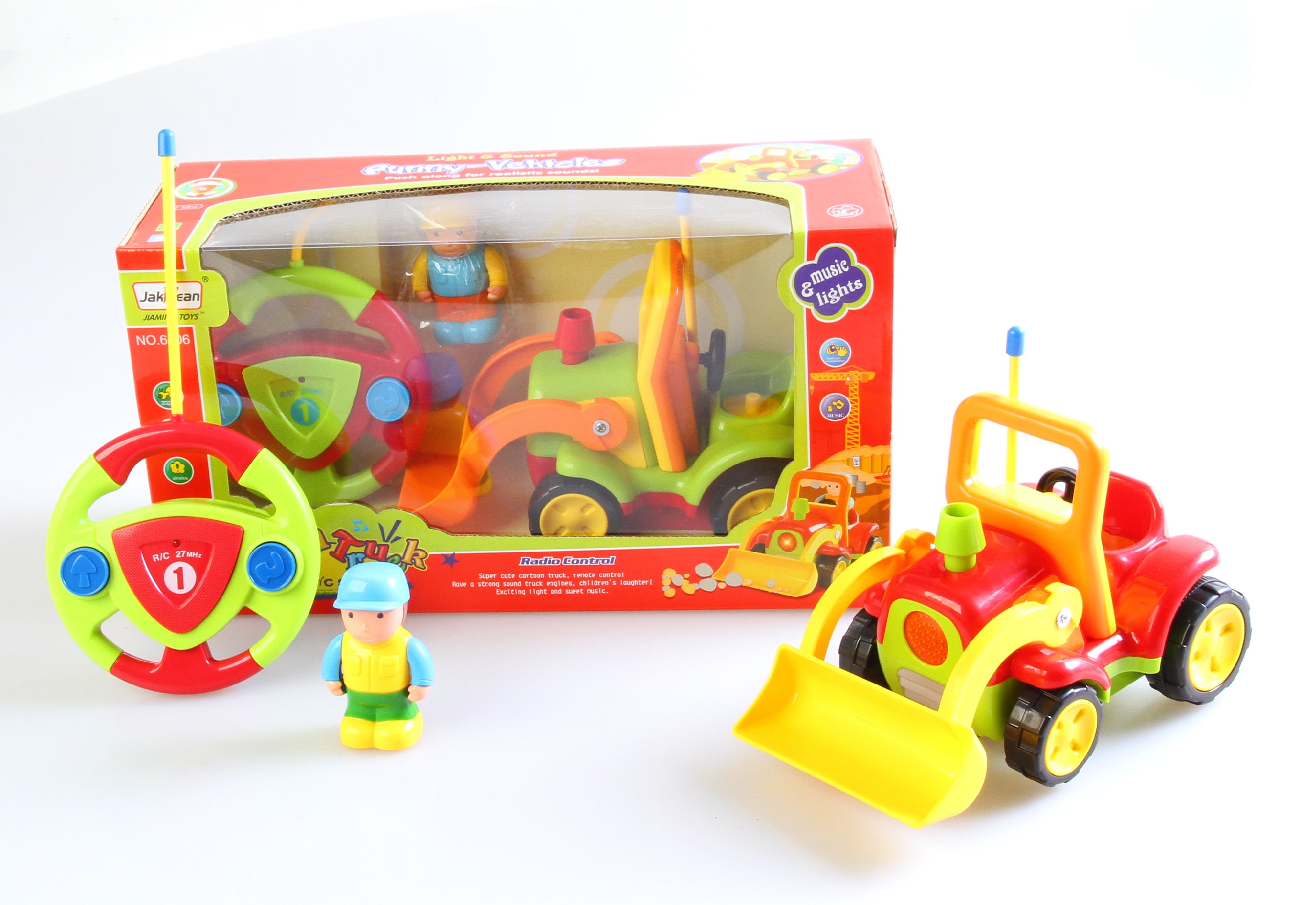 PlayWorld Gobbles of Giggles 4" Cartoon RC Construction Truck Toy For Toddlers - Green