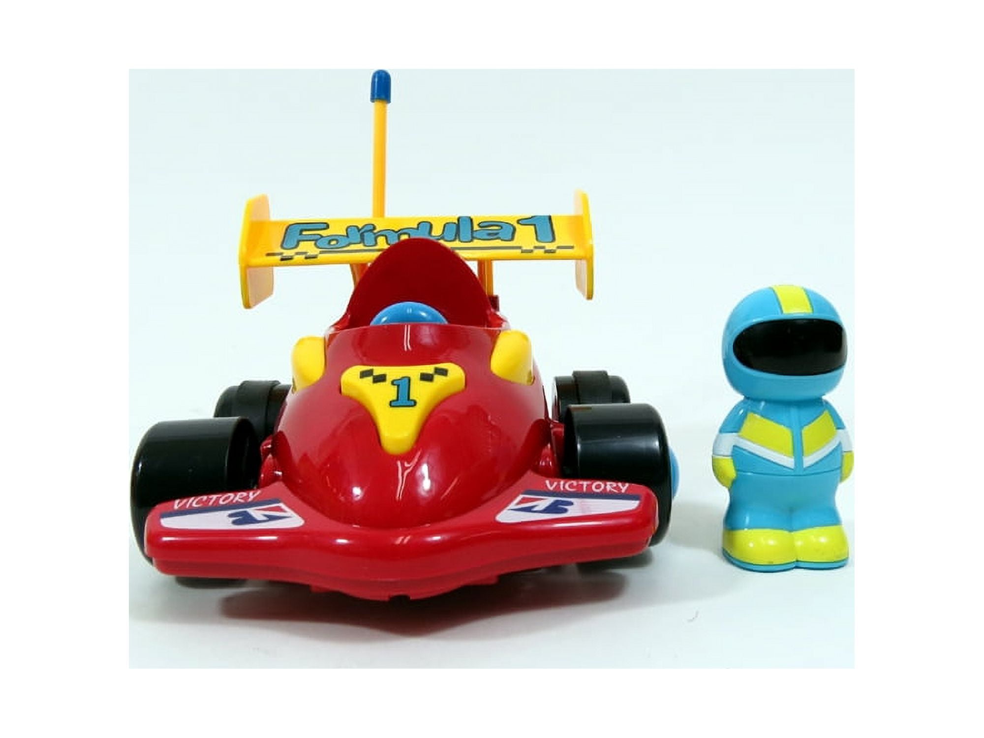 PlayWorld Gobbles of Giggles 4" Cartoon RC Formula Race Car Toy For Toddlers - Red