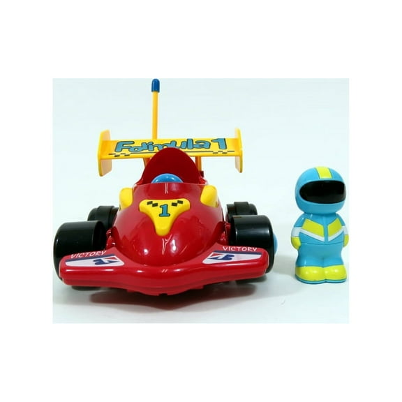 PlayWorld Gobbles of Giggles 4" Cartoon RC Formula Race Car Toy For Toddlers - Red