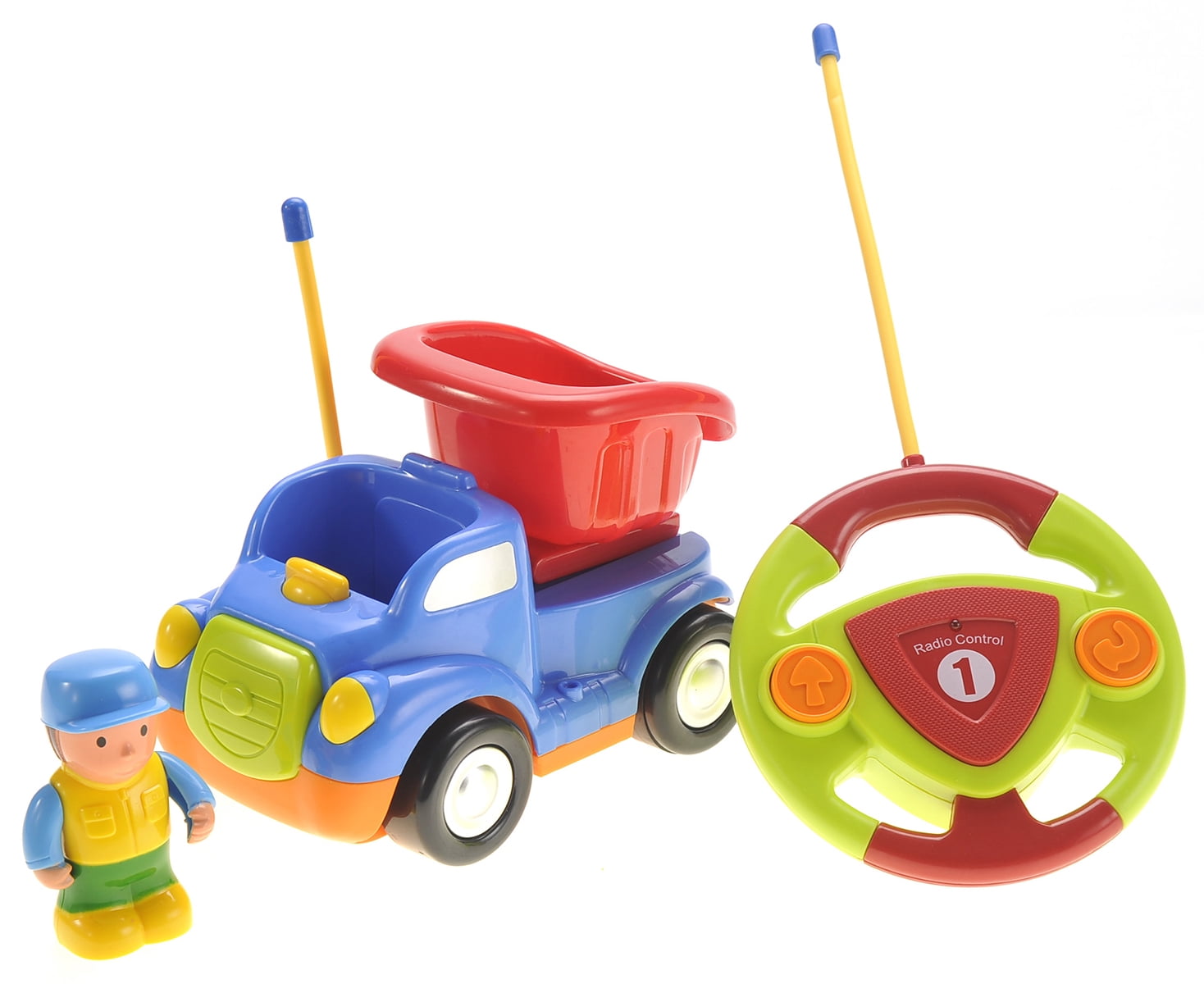 PlayWorld Gobbles of Giggles Cartoon RC Construction Car for Kids - Blue