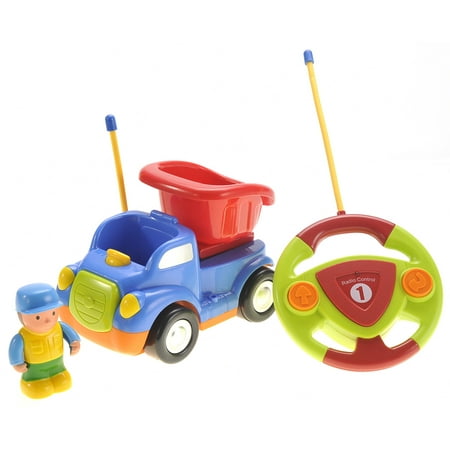 PlayWorld Gobbles of Giggles Cartoon RC Construction Car for Kids - Blue
