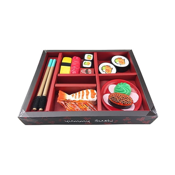 PlayWorld Japanese Sushi Dinner Bento Box Pretend Play Cutting Food Set 21pcs
