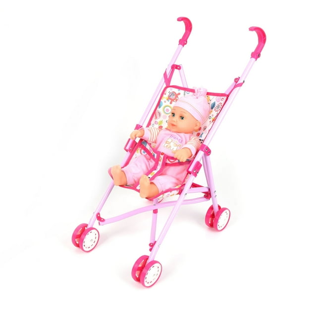 PlayWorld Kid's Doll Stroller With Doll - Pink - Walmart.com