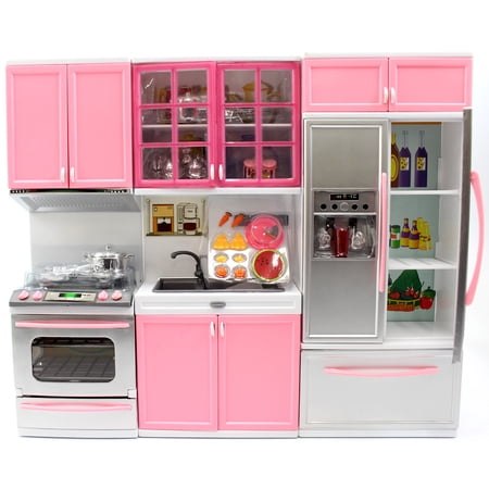 PlayWorld Kitchen Connection Battery Operated Modern Kitchen Playset - Pink
