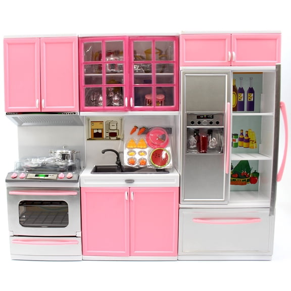 PlayWorld Kitchen Connection Battery Operated Modern Kitchen Playset - Pink