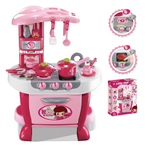 PlayWorld Kitchen Connection Deluxe Kitchen Appliance Cooking Play Set With Lights & Sound