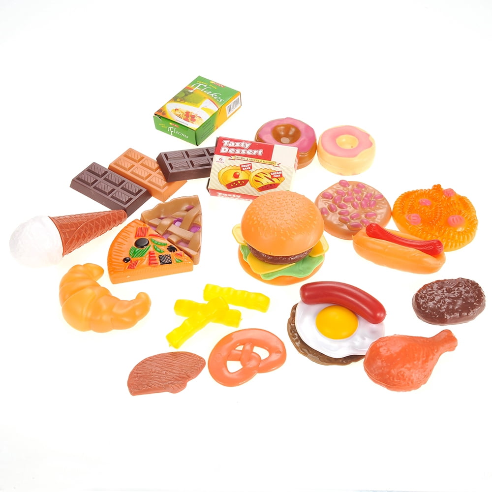 PlayWorld Kitchen Connection Fast Food & Dessert Play Food Set For Kids - 30 pieces - Multicolor