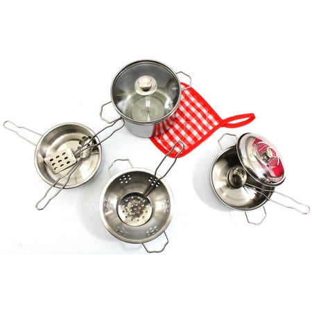 PlayWorld Kitchen Connection Metal Pots And Pans Kitchen Cookware Playset