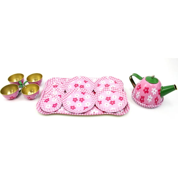 PlayWorld Kitchen Connection Metal Teapot And Cups Kitchen Playset Flower