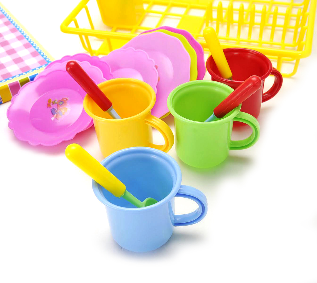 PlayWorld Kitchen Connection Play Dishes Kitchen Wash and Dry Tea Playset 27 Pieces