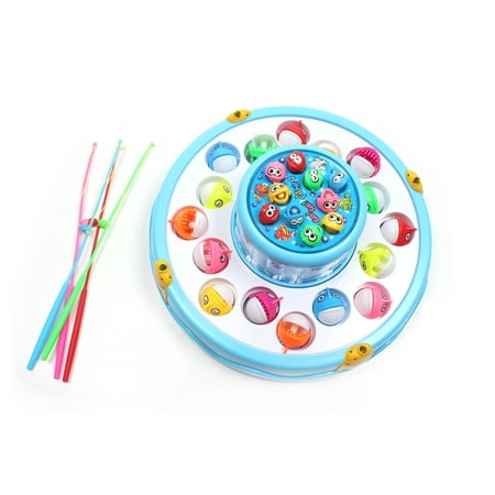 PlayWorld Let's Go Fishing! 2 Spinning Fishing Pond With Sounds 26 Fish - Blue