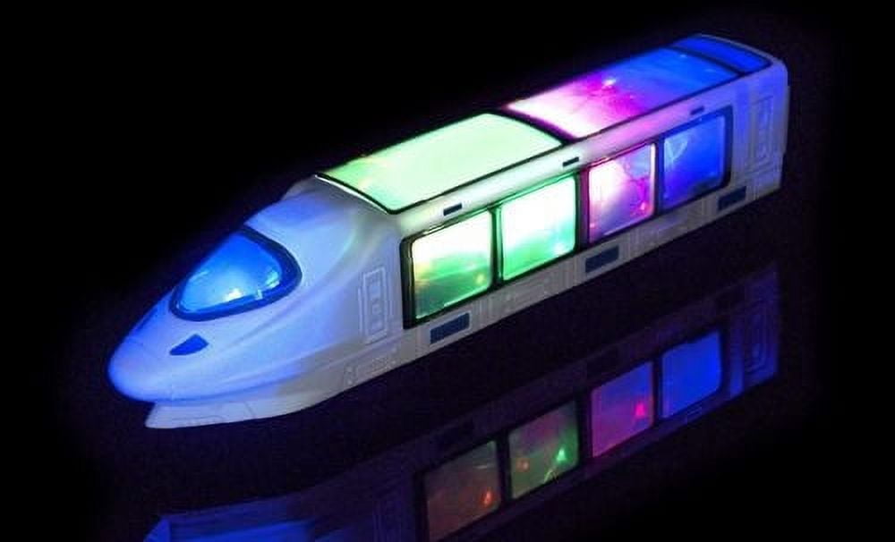 PlayWorld Music Magic 3D Lightning LED Light Up Bump & Go Electric Train Toy With Music - White