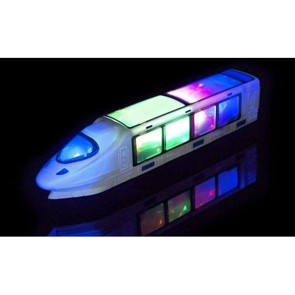 PlayWorld Music Magic 3D Lightning LED Light Up Bump & Go Electric Train Toy With Music - White