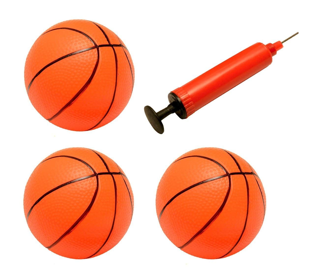 PlayWorld Pack Of 3 Inflatable Magic Shot Mini Hoop Basketballs With Pump - Orange