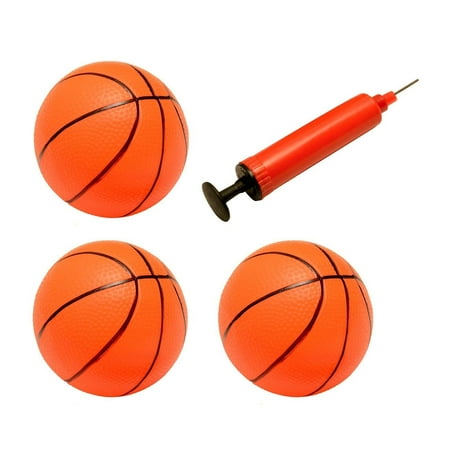 PlayWorld Pack Of 3 Inflatable Magic Shot Mini Hoop Basketballs With Pump - Orange