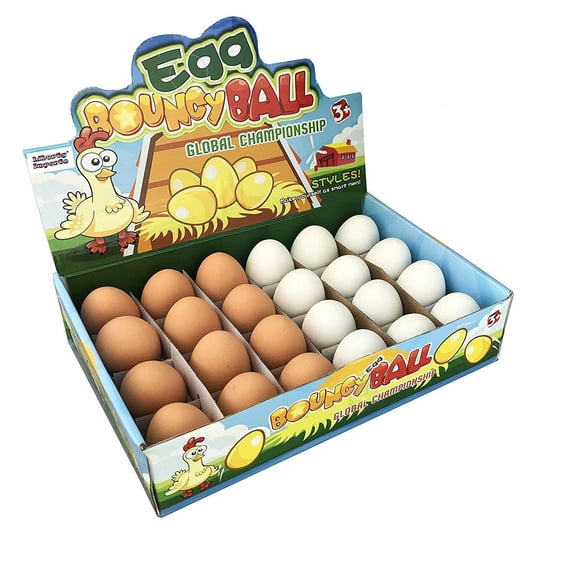 PlayWorld Realistic Fake Rubber Bouncy Eggs - 24 Eggs per Pack - Multicolor
