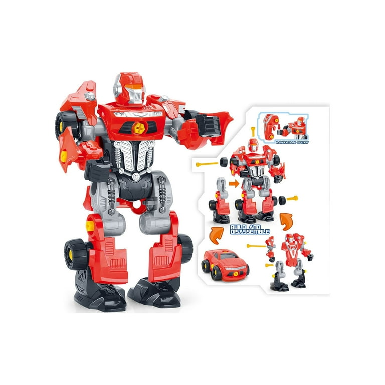 PlayWorld 3-in-1 Robot Toy Playset Red Build Mega Robot