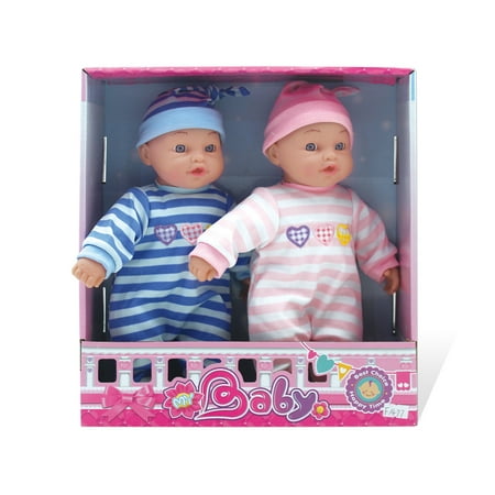 PlayWorld Silly Siblings! Baby Doll Twins Boy & Girl - Pink/Blue