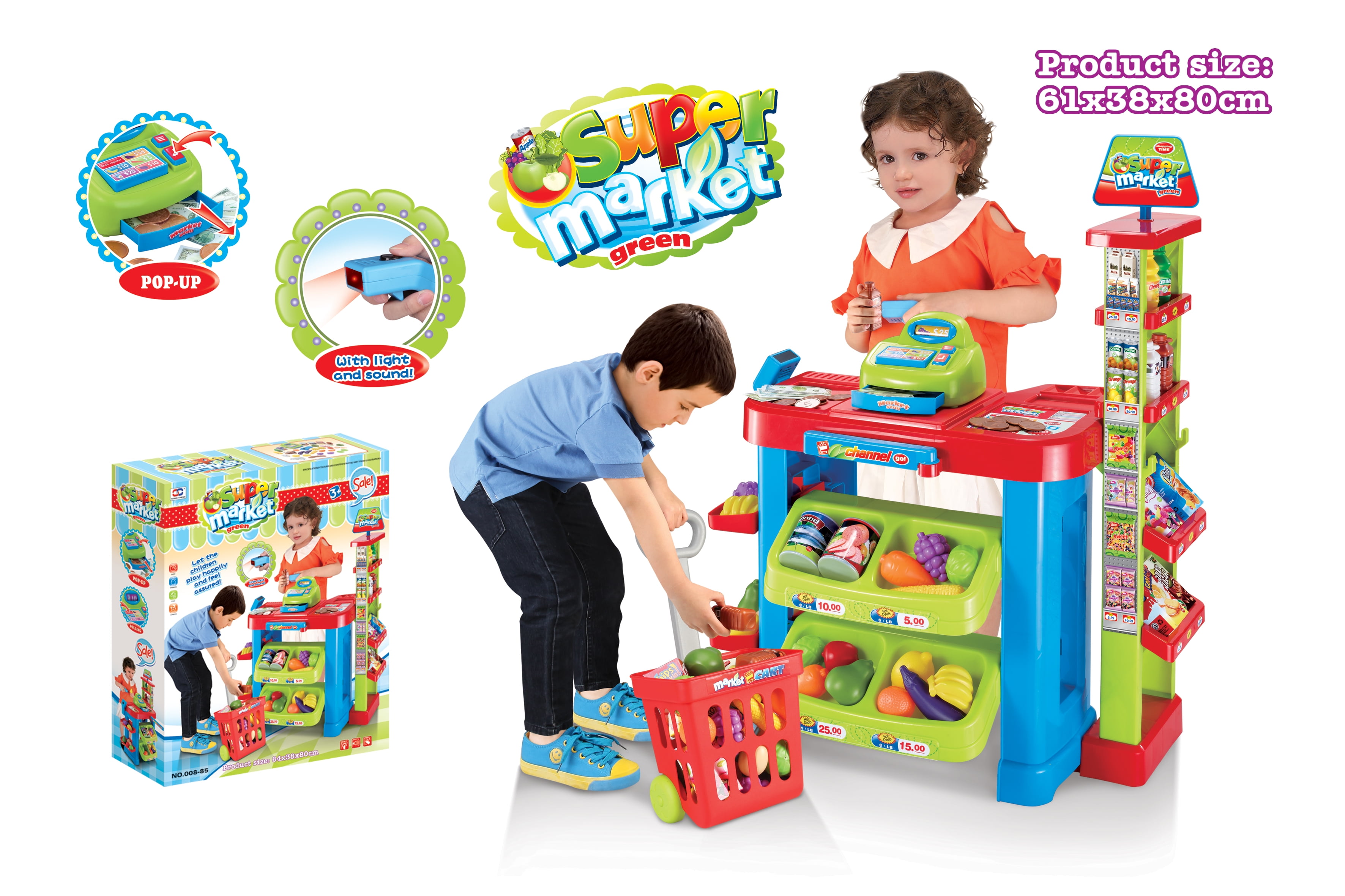 知育玩具 cocorowood marche'set PlayWorld SuperShopper Sunday Super Market Playset With Cash