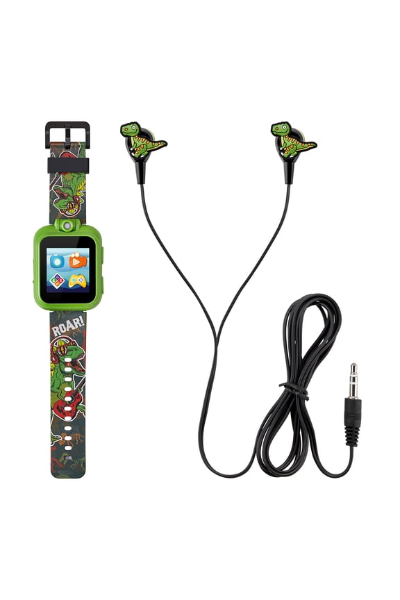 2 Kids Boys Green Dinosaur Smartwatch & Earbuds Set