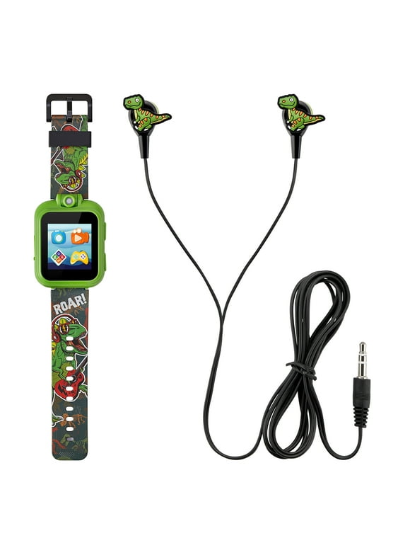 2 Kids Boys Green Dinosaur Smartwatch & Earbuds Set