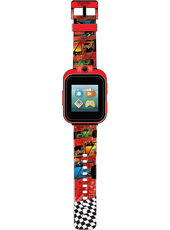 PlayZoom 2 Kids Smartwatch - Video Camera Selfies STEM Gift for Kids (Racing Cars Print in Black)
